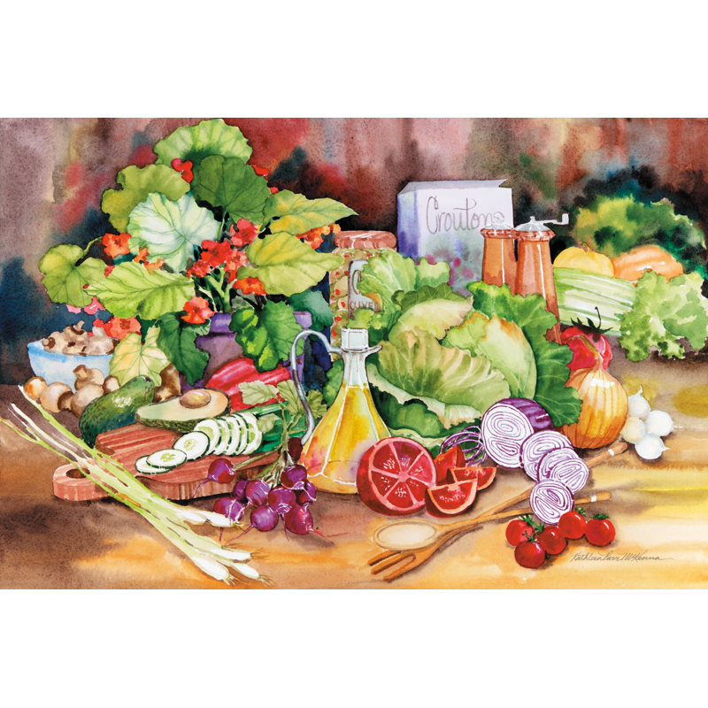 Salade de jardin, Non, H 24 po x l 36 po, Toile avec cadre flottant noir