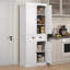 Armoire de rangement haute avec 4 portes, tiroir et tablettes réglables-317779564