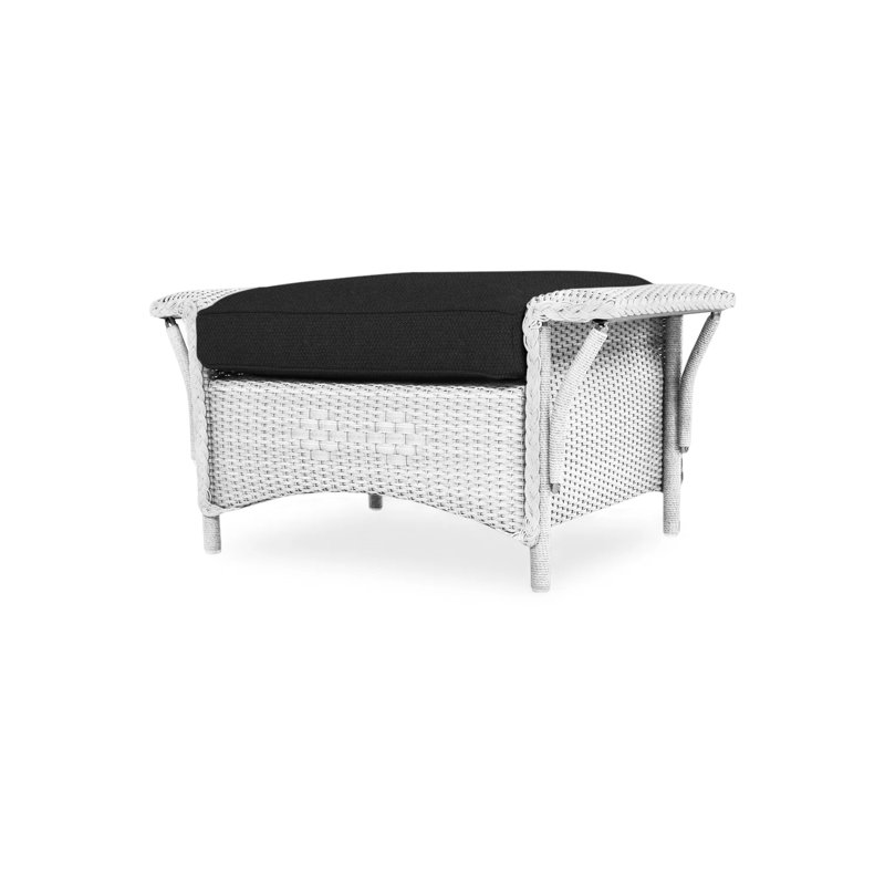Nantucket Outdoor Ottoman, Canvas Black Sunbrella® Canvas, White