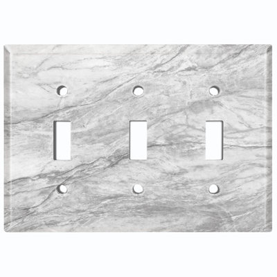 Marble Gray Print 5 3 - Gang Toggle Light Switch Standard Wall Plate