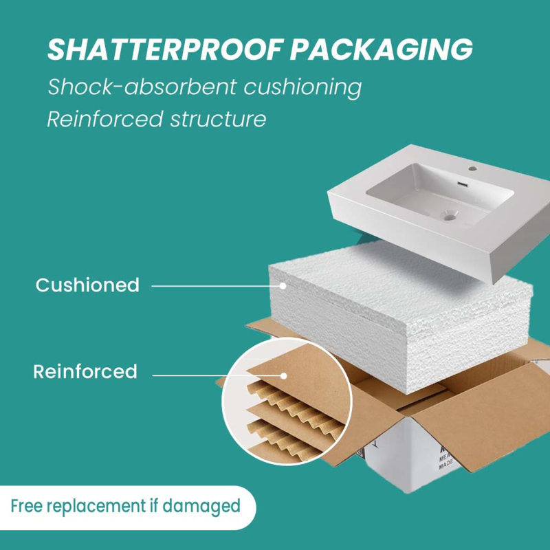 Lavabo intégré à surface solide sans drain ni robinet, finition brillante moderne