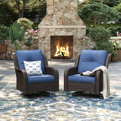 Swivel Patio Club Chair with Cushions 