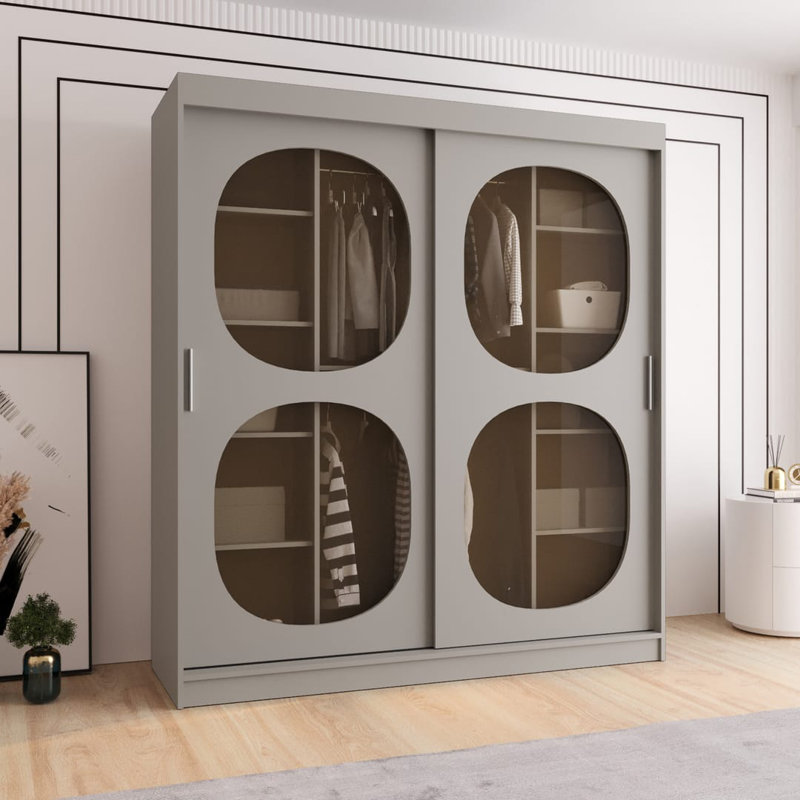 2 Door Manufactured Wood Wardrobe, 200cm H x 180cm W x 62cm D, Cashmere