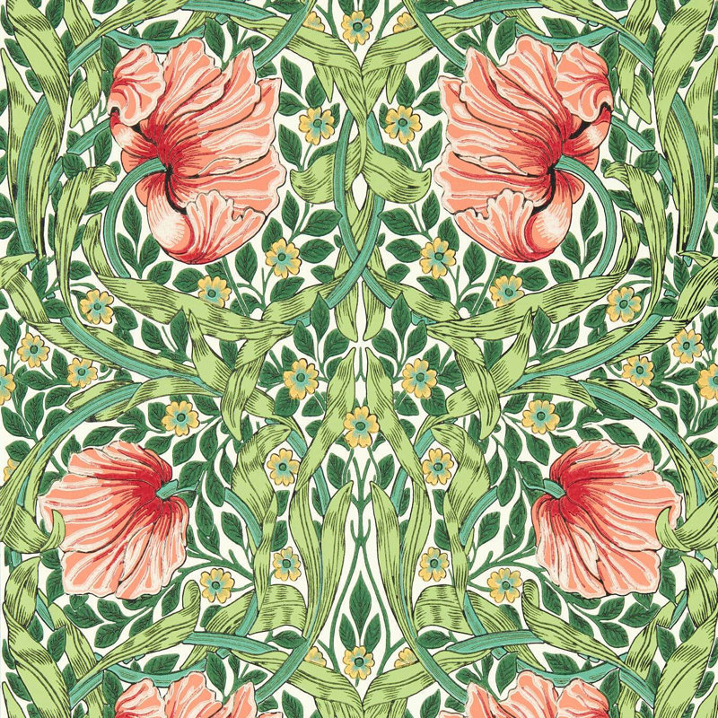 Bedford Park Pimpernel Wallpaper, Shamrock/Watermelon
