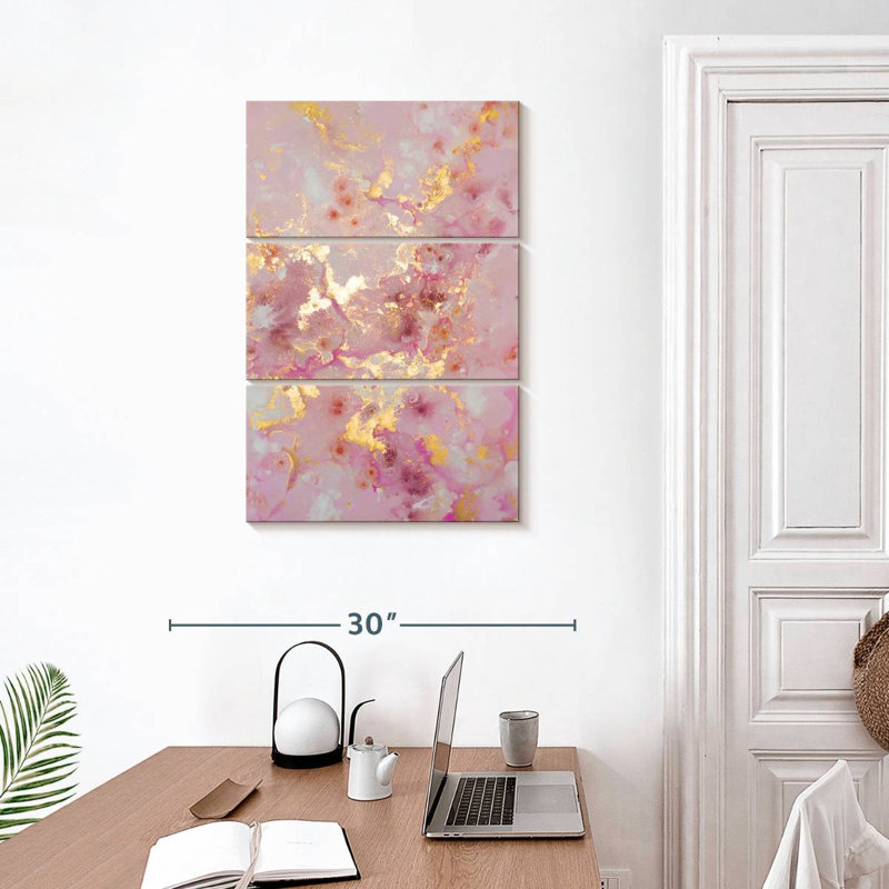 Avery Blush And Gold Abstract, 32" H x 20" W