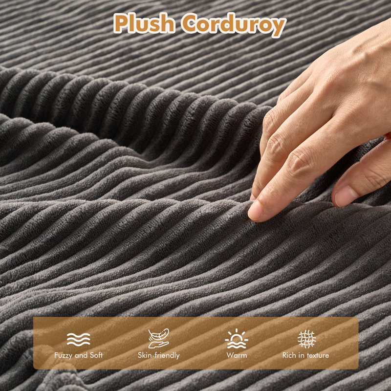 No Assembly Required of large-sized corduroy Ottoman modules,Matching modular sofa combination sofa, Corduroy Gray