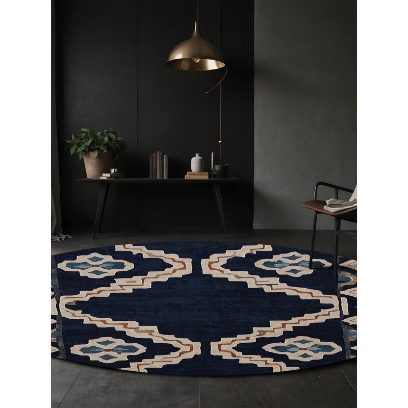 Tapis gris lavable à la machine, Rond 8 pi