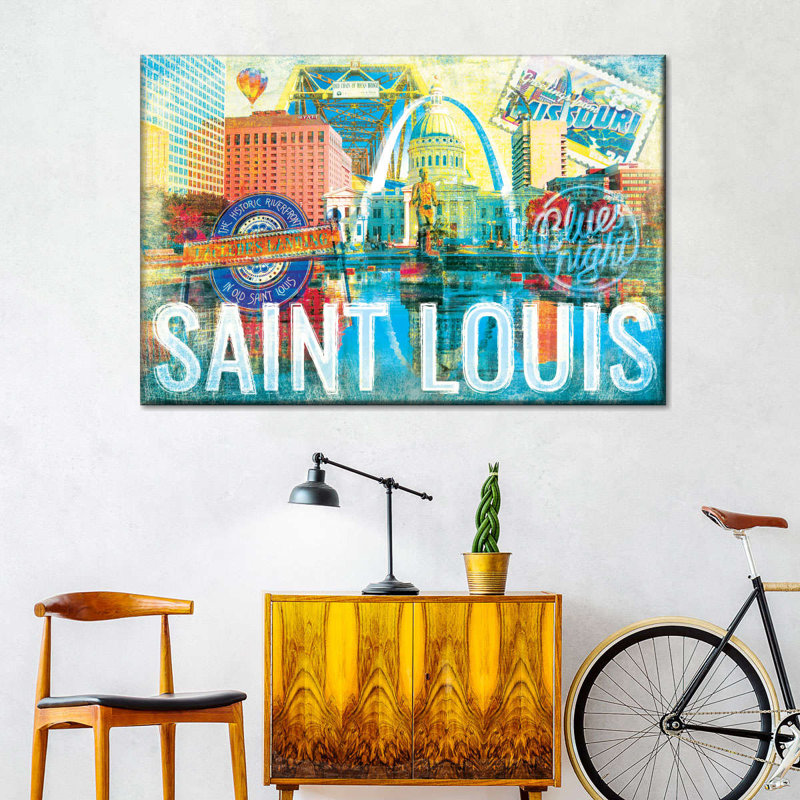 Saint-Louis, repères grunge sur toile, H 32 po x l 48 po x P 1,25 po