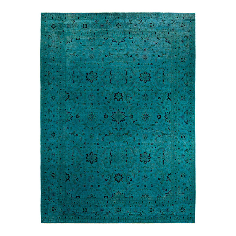 Arch One-of-a-Kind Rectangle 9' 2" X 12' 5" New Age Wool Area Rug Blue
