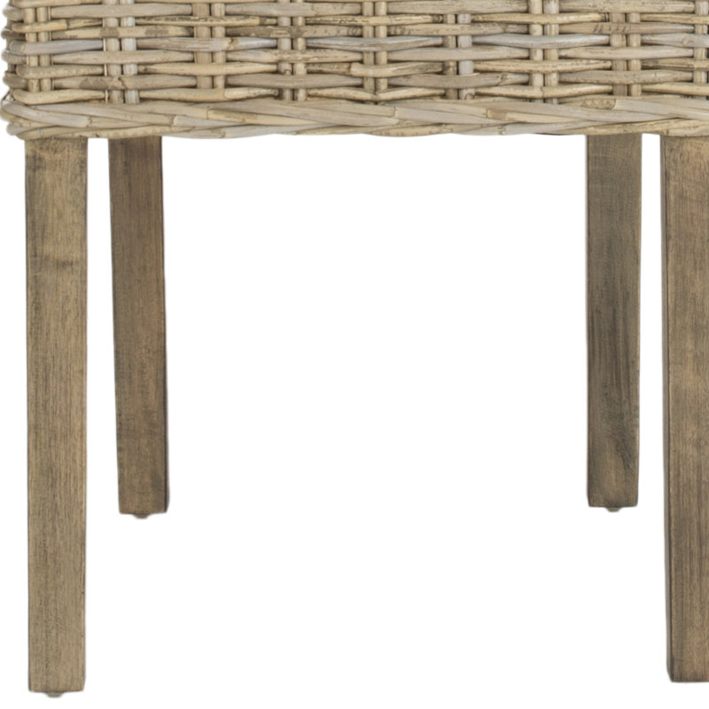 Natural Rattan and Mango Wood Dining Side Chair Set