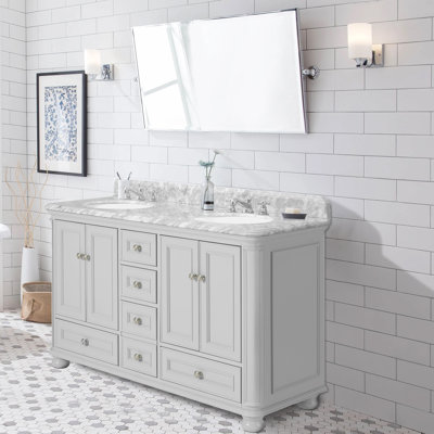 Deaghan 60'' Double Bathroom Vanity with Carrara Marble Top