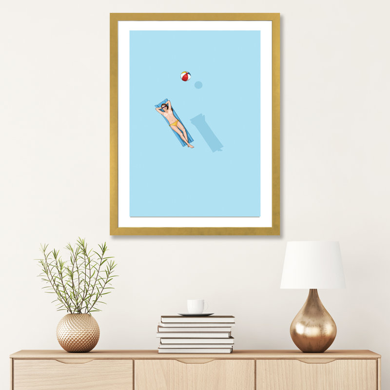« floating under the sun » par jason ratliff-print, H 24 po x l 16 po x P 1 po, Papier encadré doré