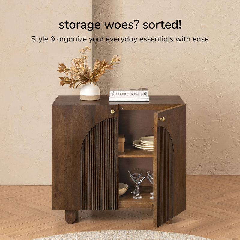 Manci Solid Mango Wood Accent Cabinet