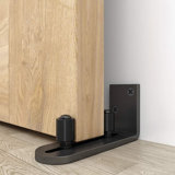 LAZ Black Steel Guide Barn Door Guide Wall Guide With Bottom Adjustable Roller