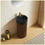 Meuble-lavabo autoportant cylindrique en grain de bois 16 po noyer, lavabo à surface solide ronde noire avec trou pour robinet, sans robinet / ensemble de bonde inclus-131279192-131279194