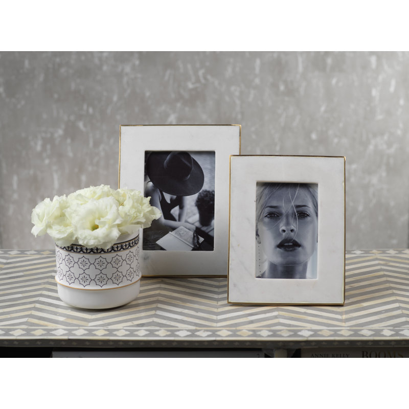 Gibbs White Marble Matte Picture Frame with Mat, 5" x 7"