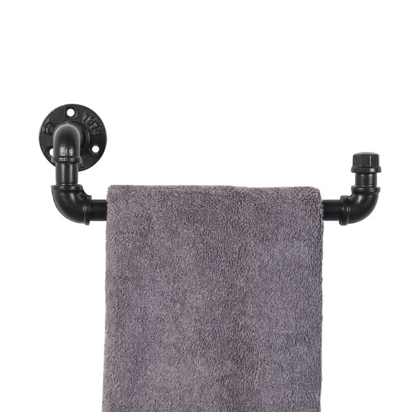 Vintage Black Metal & Burnt Wood Wall Mounted Paper Towel Rack with Shelf