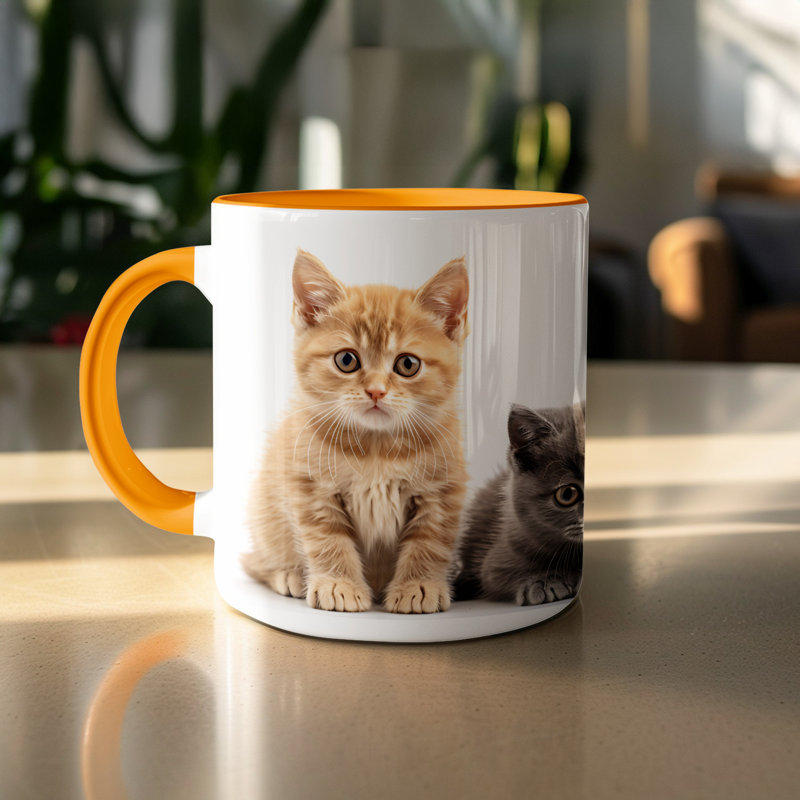 Ceramic Coffee Mug, Orange, 4