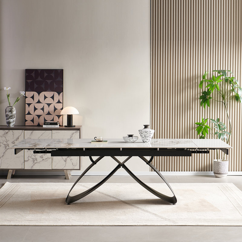 Extendable Metal Base Dining Table