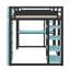 Lit mezzanine double en bois avec bureau, tablettes, prise d'alimentation et ports USB / Type-C, plus éclairage RVB-1325880681