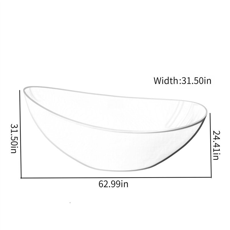 62.99'' x 31.5'' Soaking Acrylic Bathtub, Black/White