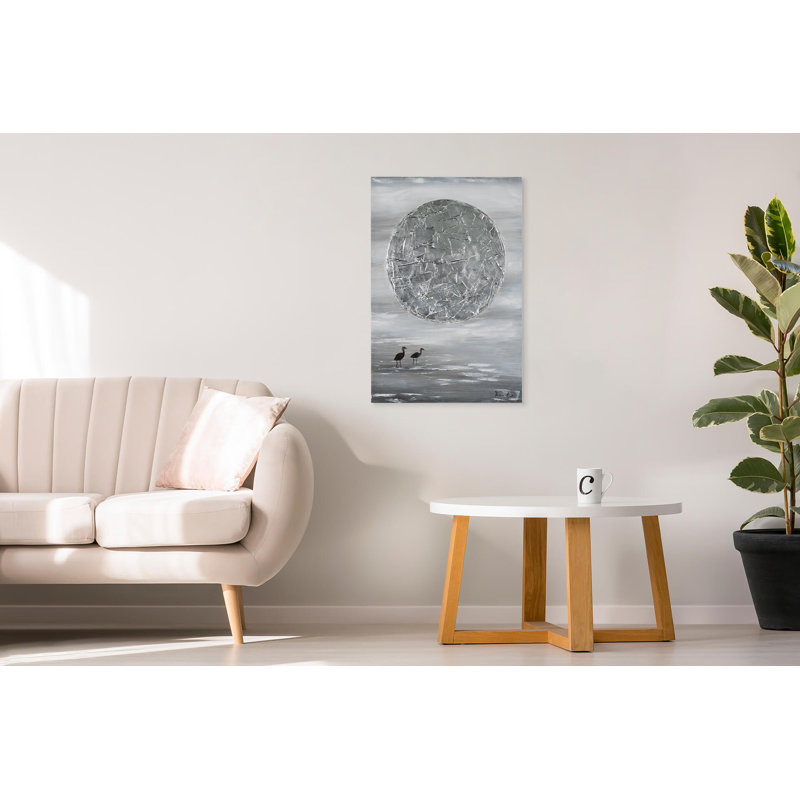 Silver Moon Hand -Painted Acrylic Painting