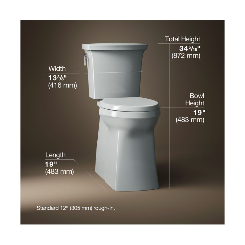 Corbelle Tall Continuousclean Two-Piece Elongated Toilet With Skirted Trapway 1.28 Gpf, Ice Grey