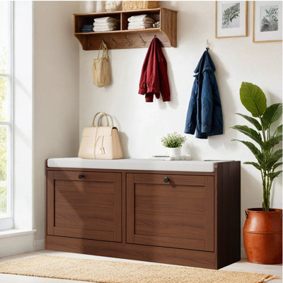 entryway storage cushioned shoe storage bench