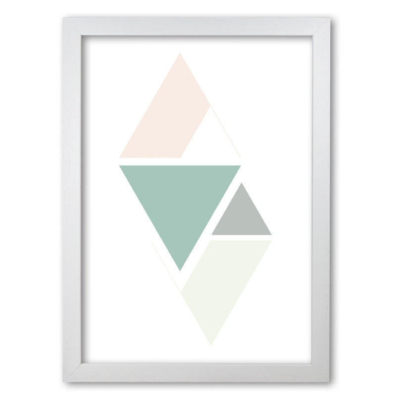 Abstract Triangles - Print, White Grain Frame, 85 cm H x 60 cm W x 5 cm D