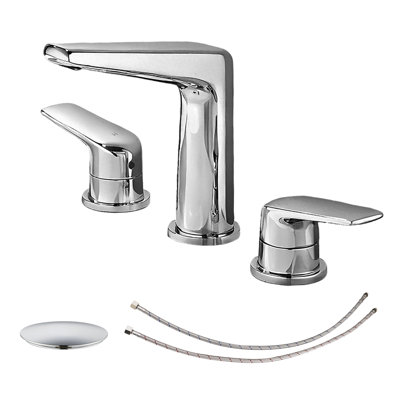 Topcraft Dual-Handle Wide-Spout Bathroom Faucet With Pop-Up Drain