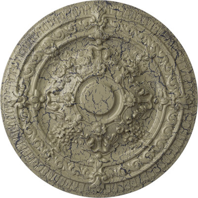 Endurathane Vincent Ceiling Medallion, 26"OD x 3"P (Fits Canopies up to 6"), Hand-Painted Castle Stone Crackle Finish
