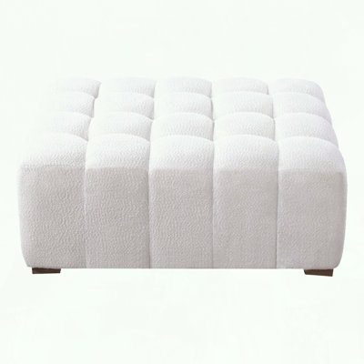 Multipurpose Ottoman with Premium Bouclé and Solid Wood Legs