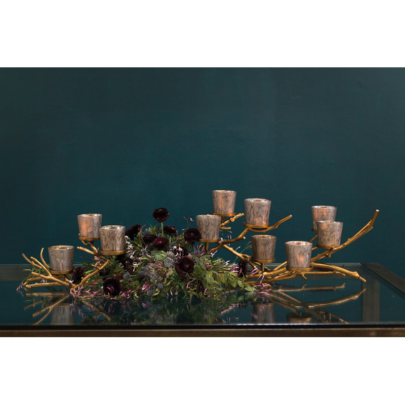 11.13'' H Metal Tabletop Candelabra, Silver