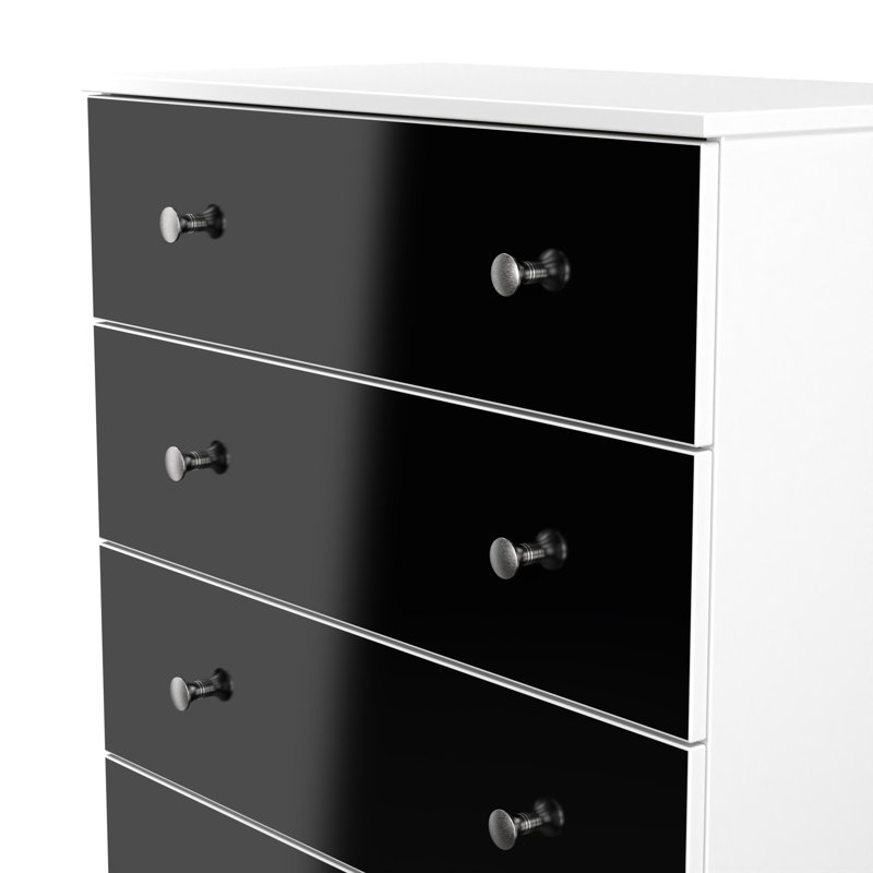 Borth 74cm W 5 - Drawer Chest of Drawers, Black