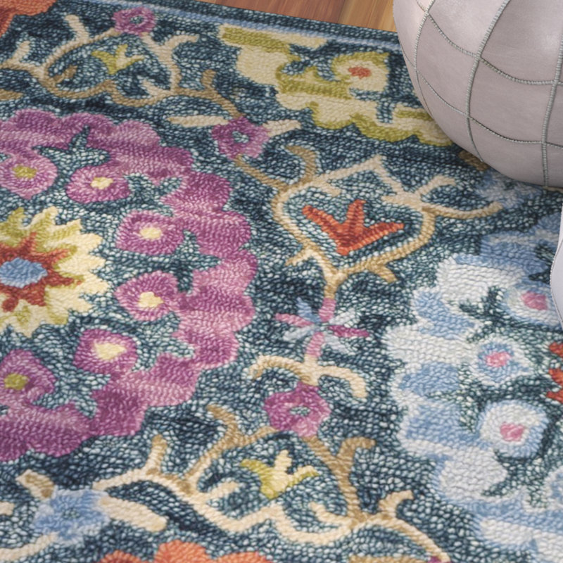 Tapis géométrique en laine crocheté à la main Suzani, Rectangle 8 pi x 10 pi