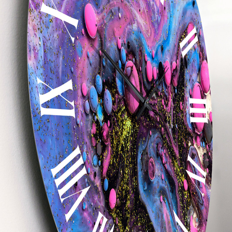 Horloge murale moderne rose et bleue, Petit