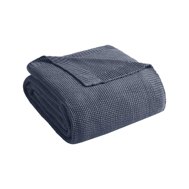 Couverture en tricot Bree, Indigo, Double/grand
