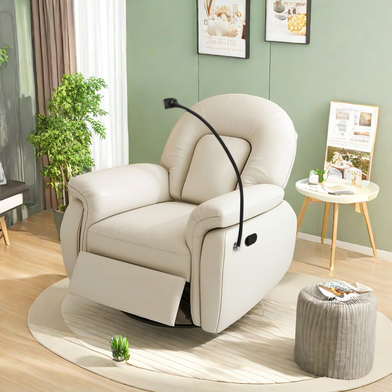 Fauteuil inclinable pivotant en similicuir Tarajhi, Ivoire