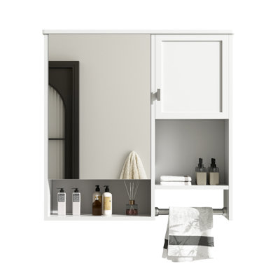 Modern Wall Mounted Bathroom Fixture - Enhances Decor Mirror Cabinet With Adjustable Shelves Customizable Storage