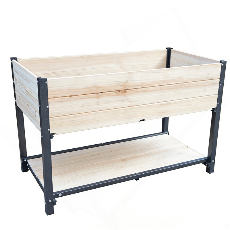 Nouveau style: lit de jardin surélevé à structure en fer et en bois massif - panneaux de bois réversibles et remplaçables, aucune peinture / formaldéhyde, boîte à fleurs bricolage pour légumes, fruits, fleurs
