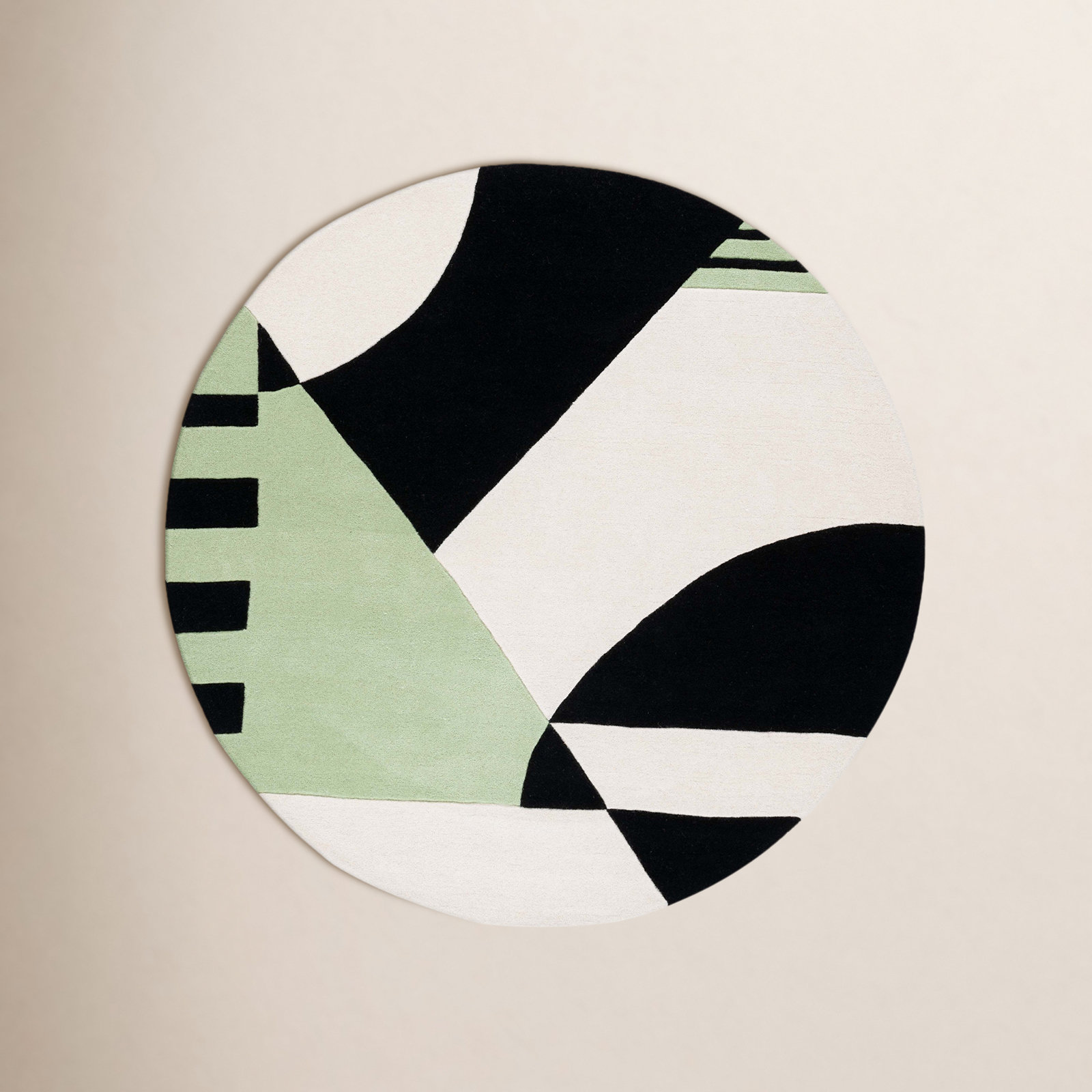Hina Black Green Hand-Woven Rug, Round 6'