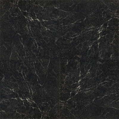 Carreau de vinyle noir avec marbre veiné blanc 12 po x 12 po Nexus