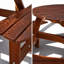 Table de pique-nique d'extérieur ronde pour 6 personnes avec 3 bancs intégrés, trou pour parasol et surface imperméable, marron