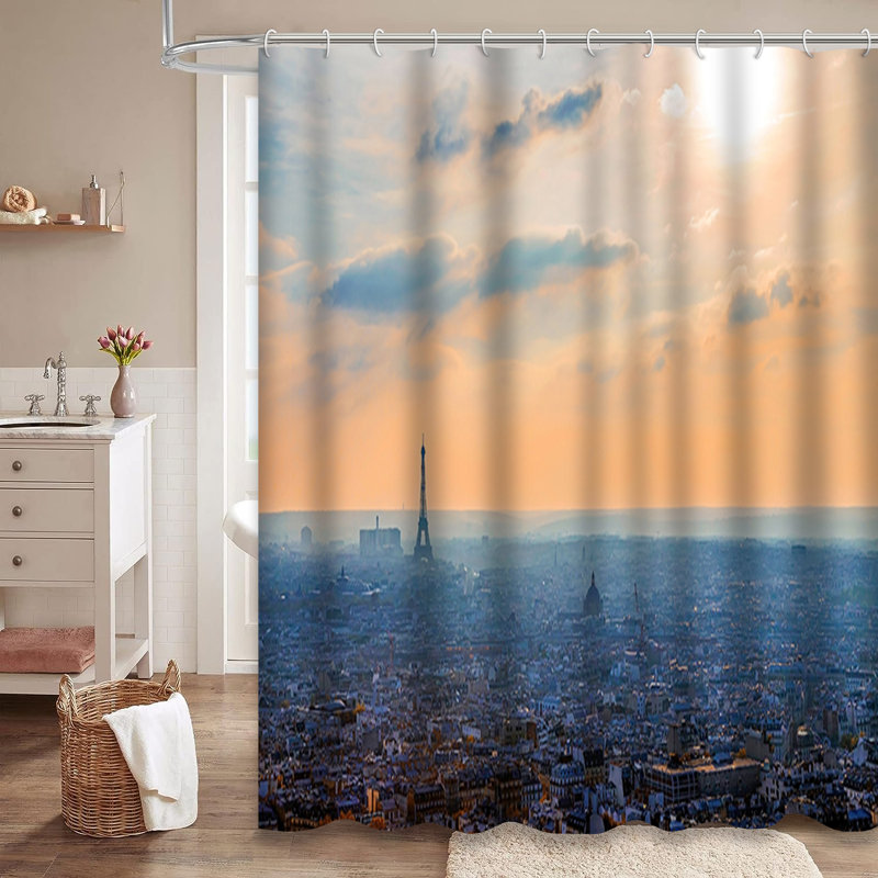 Rideau de douche avec 12 crochets Sunset Paris, L 72 po x l 84 po