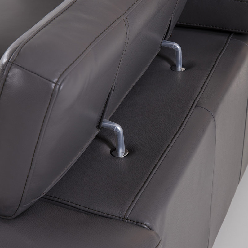Fauteuil club Barrackville, Cuir véritable gris