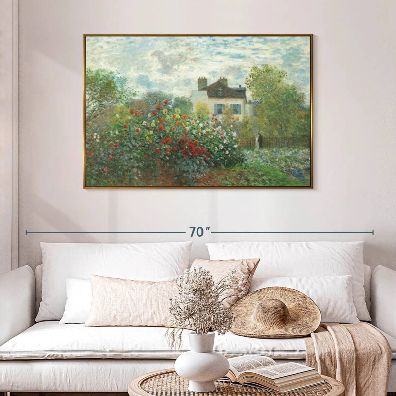 Le jardin de Monet à Argenteuil, 1873, 46 po x 31 po, Cadre flottant doré