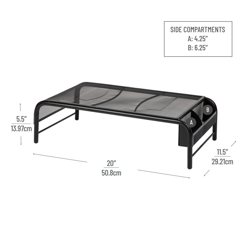 Support d'écran Mind Reader, siège d'appoint ventilé pour ordinateur portable, organisateur de bureau, rangement latéral, maille métallique