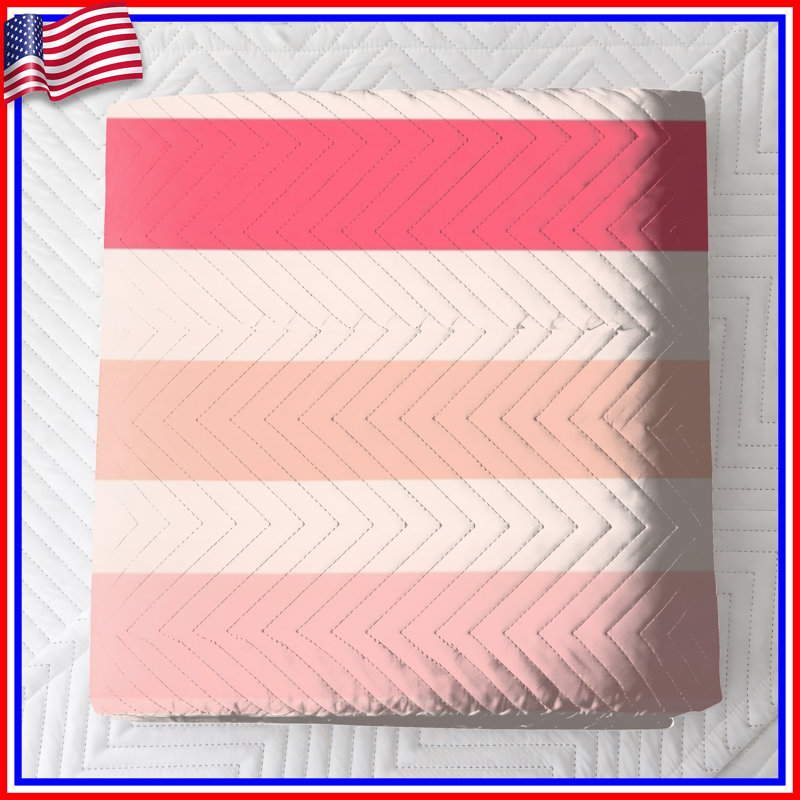 Pink White Stripes Quilted Bedspread All Sizes, Twin