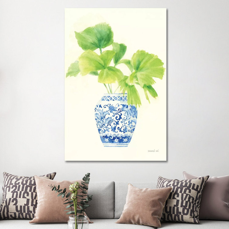 « Palm chinoiserie IV » par Danhui nai, reproduction d’art, Pas de tapis, Toile tendue, H 60 po x l 40po x P 1,5 po