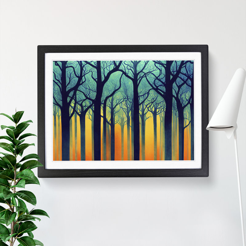 Delightful Abstract Forest - Single Picture Frame Painting, Black, 46cm H x 64cm W x 2cm D